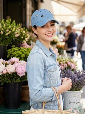 AUGUST Hats Womens Charms Denim Baseball Cap (Blue, One Size)
